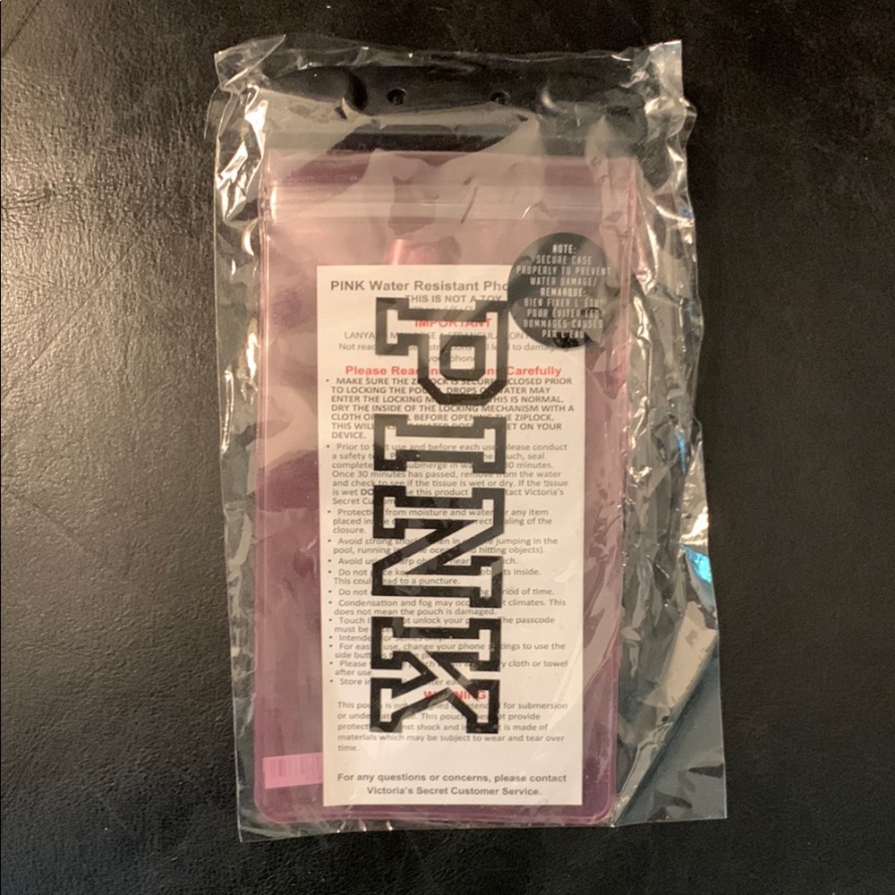 PINK Victoria's Secret Water Resistant Phone Pouch - Pink and Black